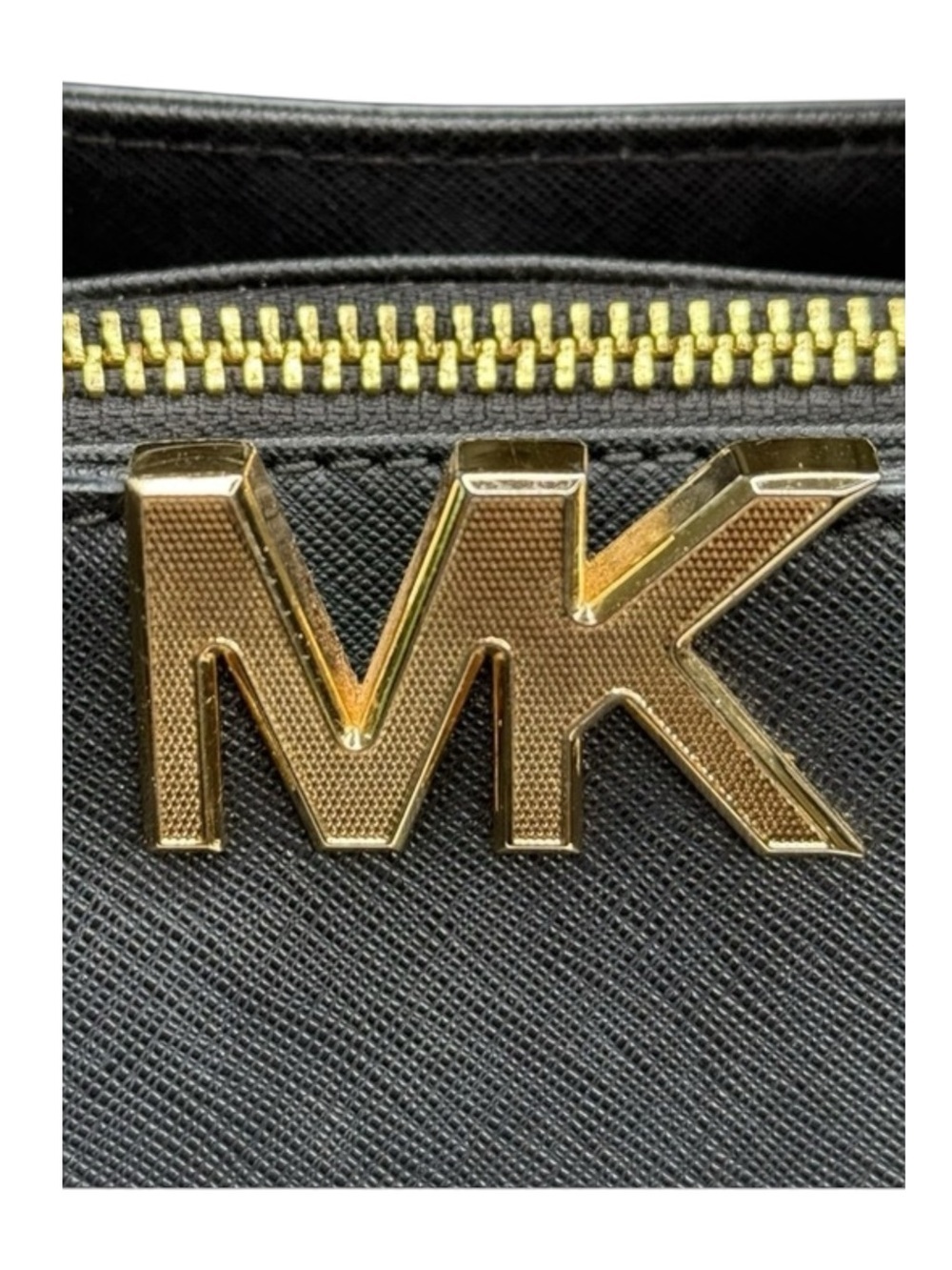 Michael Kors ✿ Florence Medium Saffiano Leather Satchel Handbag ✿ Black Gold MK - Picture 7 of 16